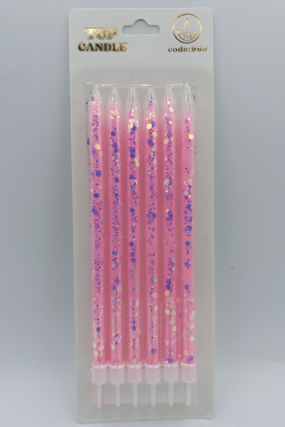 Pembe Simli Doğum Günü Mumu 6 Lı Kod: 965